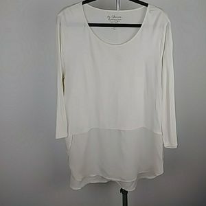 Chico's Cream Shirt with sheer detail Size 2